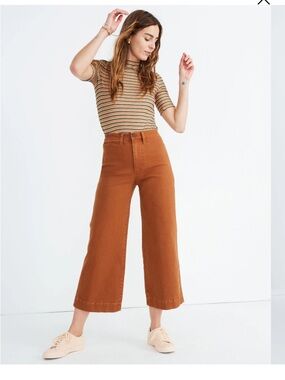 NWT Madewell Wide-Leg Cropped Pants Size 34P Slim Emmett Wide-Leg Crop Pants